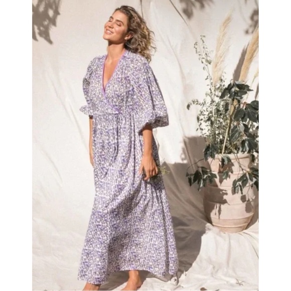 NWT Daughters of India Binita Maxi Dress Long Sleeve 100% Cotton XL Maxi